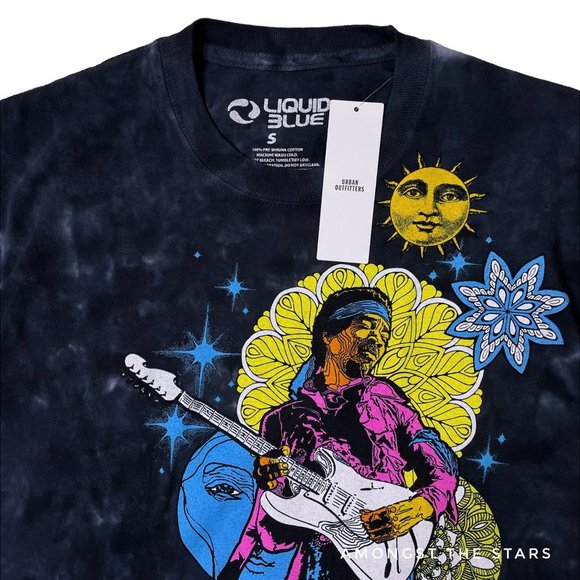 Urban Outfitters Liquid Blue Jimi Hendrix Bright Tie Dye T-Shirt - Picture 5 of 8